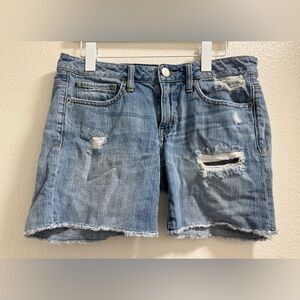American Eagle Jean Shorts Distressed Raw Hem Cotton Light Wash Blue Women's 4